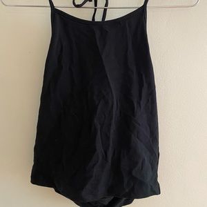Black cropped cotton halter
